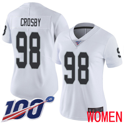 Oakland Raiders Limited White Women Maxx Crosby Road Jersey NFL Football #98 100th Season Vapor Jersey->women nfl jersey->Women Jersey